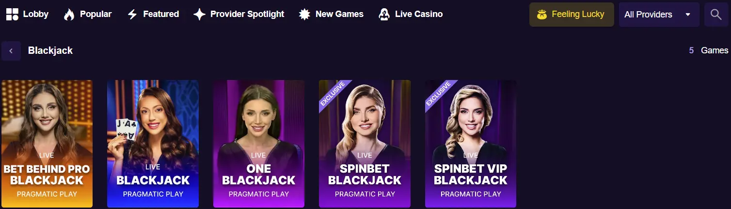 Play Blackjack at Spinbet Casino in NZ
