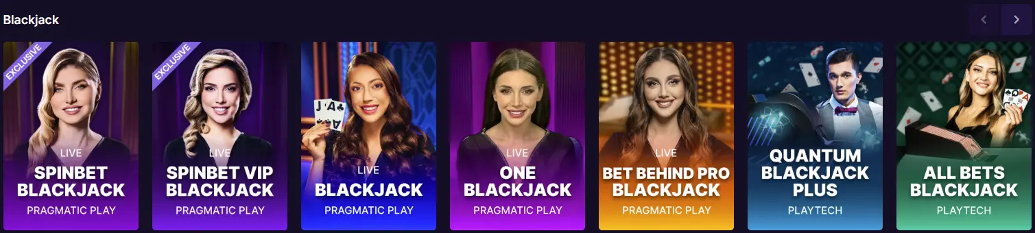Play Blackjack at SpinBet Live Casino in NZ