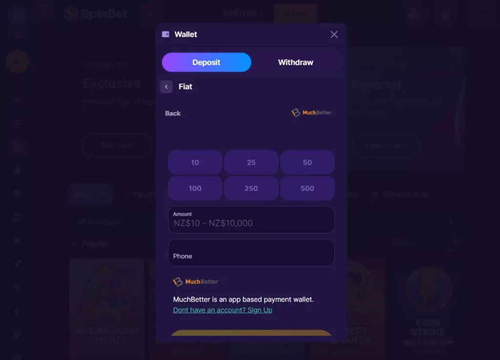 Spin Bet Deposit