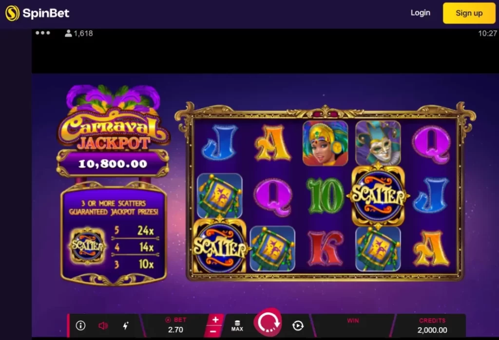 Carnaval Jackpot Spin Bet Game