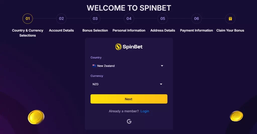 Registration for Free Spins