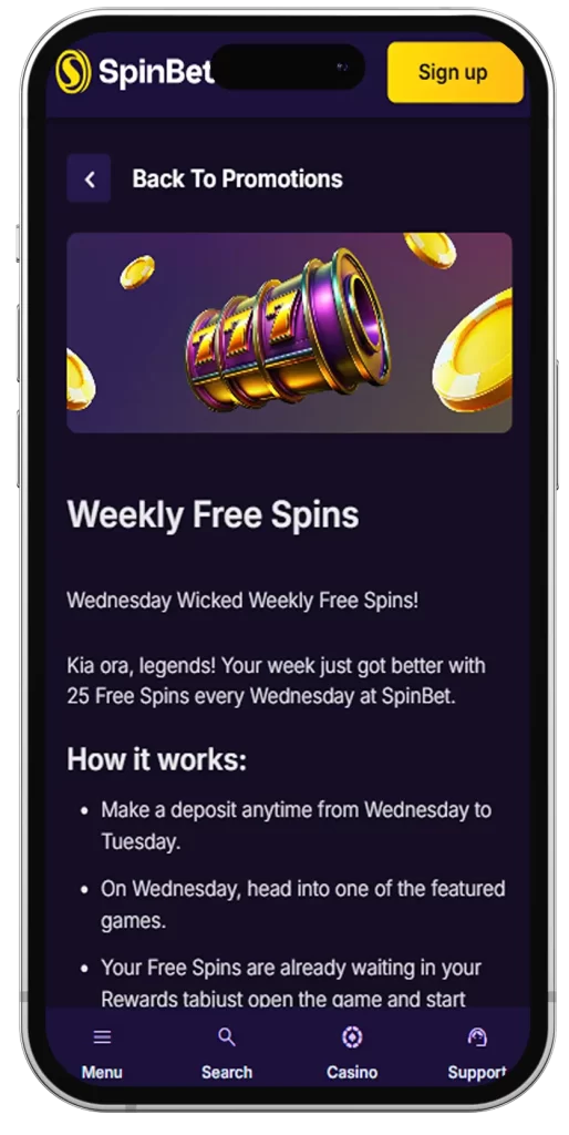 SpinBet Promo Code NZ No Deposit Free Spins on Mobile