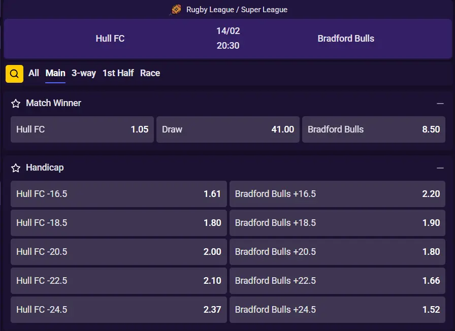 Rugby League at Spin Bet Sports